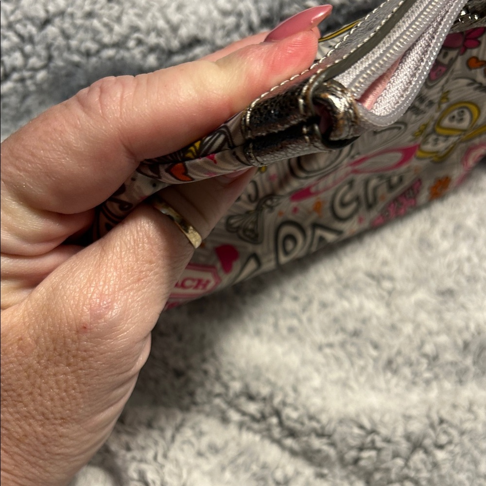 Coach Poppy Butterfly Graffiti Wristlet in Sateen Finish and Silver Hardware - Picture 11 of 11